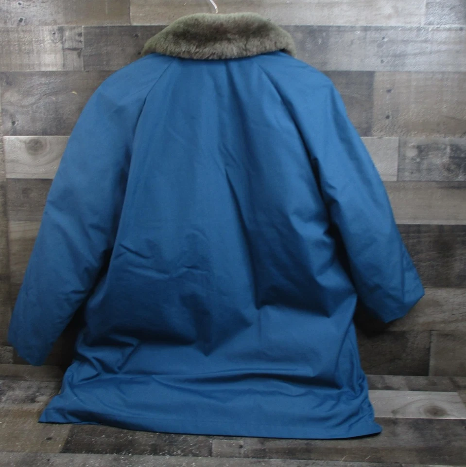 Vintage Eddie Bauer Jacket Womens Large Blue Goose Down Fur Collar Coat 70s - Image 3 of 4