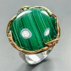 Fine Art 32 ct+ Natural Malachite Ring 925 Sterling Silver Size 7.5 /R445539