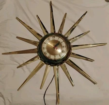 Vintage MCM United Model 924 Starburst Sunburst Wall Clock 1960's WORKING!