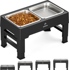 Ciotole per Cani Rialzate Con 4 Altezze Regolabile, in Acciaio Inox, Alza Con Du