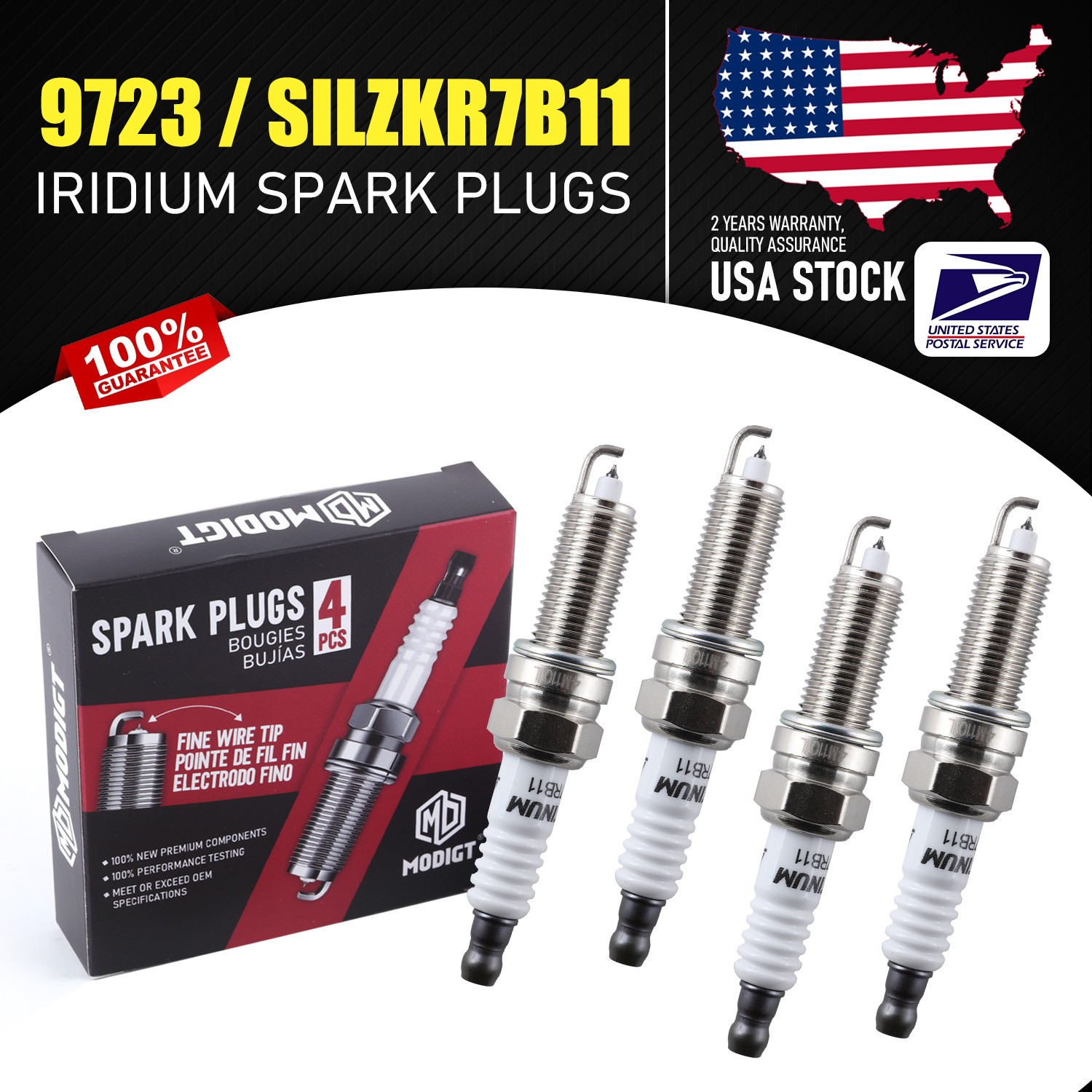 NEW 4Pcs Fit NGK 9723 SILZKR7B11 OEM Spark Plugs Fit For Hyundai Kia Honda Acura
