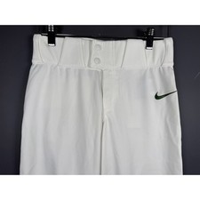 NWT Nike Team Boys Baseball Pants White Green Piping Size Medium