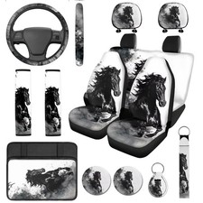 Horse Car Seat Covers Black Horse Car Accessories Full Set With Steering Whe... Horse Car Seat Covers Black Horse Car Accessories Full Set With Steering Whe...