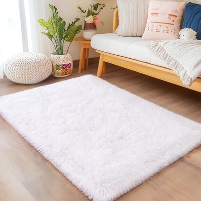 Quntue 2x3 Small White Rugs for Bedroom, Soft Fluffy Shaggy 2' x 3', 