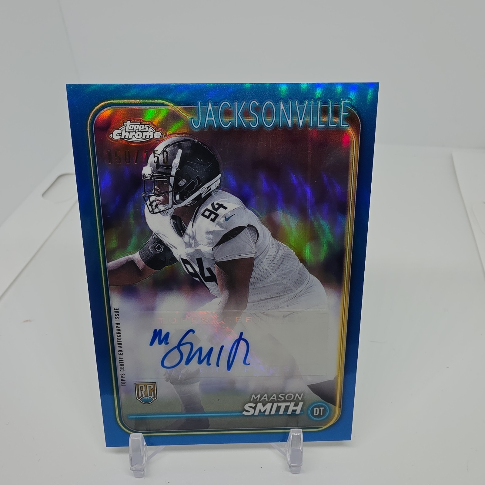 Maason Smith Topps Chrome Rookie Autographs Variations #RAMSM Blue Refractor