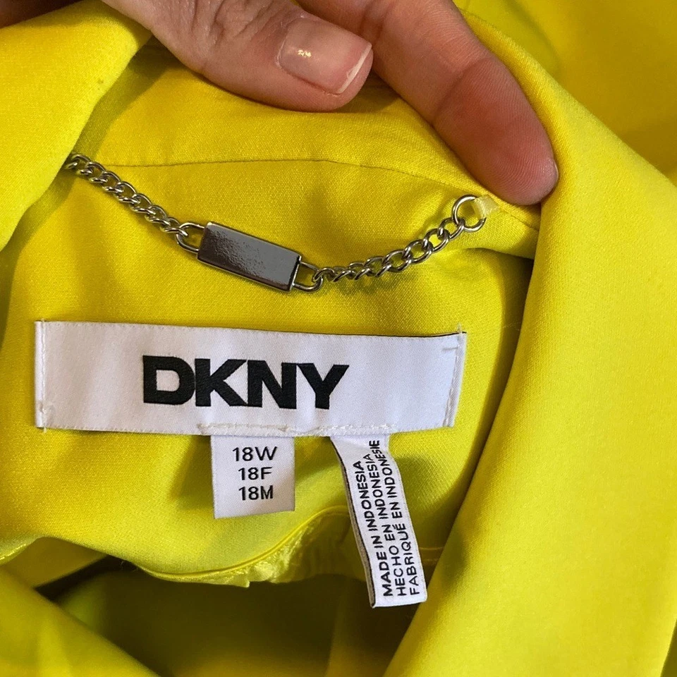 Chaqueta Blazer DKNY Amarillo Neón Verde Doble Pecho Talla 18 W Foto 2 de 4