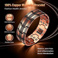 Men's Copper Bracelet,3X Strength 100 Copper Magnetic Adjustable Length