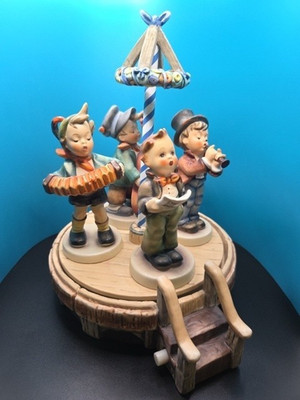 Vintage Hummel Goebel Carousel & 4 Musician Figurines TMK 3&5, Cello, Flute+