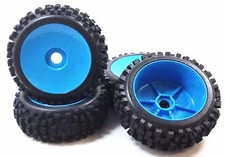4pcs Rc 18 Buggy Car Off Road Tires Glued 17mm Hex Big Blue Dish