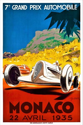   1935 Ferrari Monaco Grand Prix Vintage F1 Poster | Scuderia Racing Wall Art