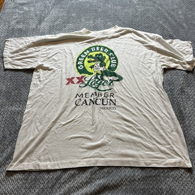 Lager Green Beer Club Cancun Mexico Drinking Beach Party Beer T Shirt (No TAG)