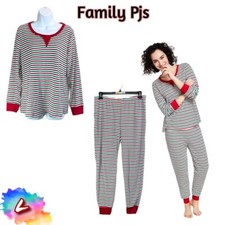 NWOT Family Pajamas Matching L Thermal Waffle Holiday Stripe Set 100156128