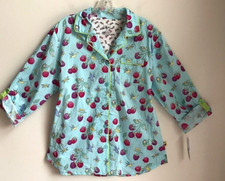 NICK  NORA   BLUEBIRD RASPBERRY COTTON PAJAMA TOP   L VERY RARE  RETIRED   NWT