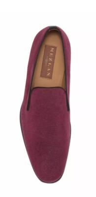 MEZLAN EMBOSSED SUEDE VENETIAN LOAFER - BURGUNDY - 12 M  display picture 2