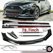 Glossy Black Front Bumper Lip Spoiler Side Skirt Rear Lip For 2012-2021 Hyundai