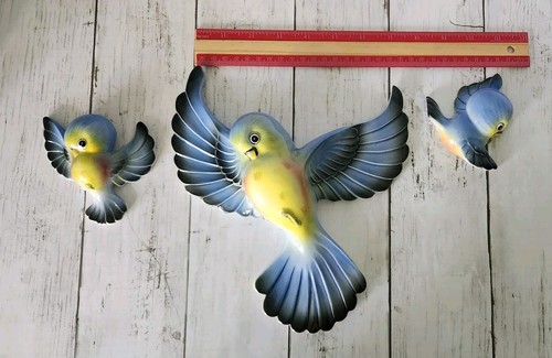 vtg Norcrest Bluebird Wall Plaque Hanging pocket bird mama baby Anthropomorphic - Picture 16 of 16
