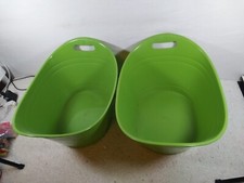 Mainstays Plastic Utility Storage Bins 12 Qt Narrow with Carrying Handles Green