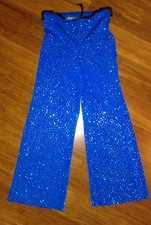 NWOT Dancewear Dance Tap Skating Pants lycra glittery royal blue Girls Boys L CL