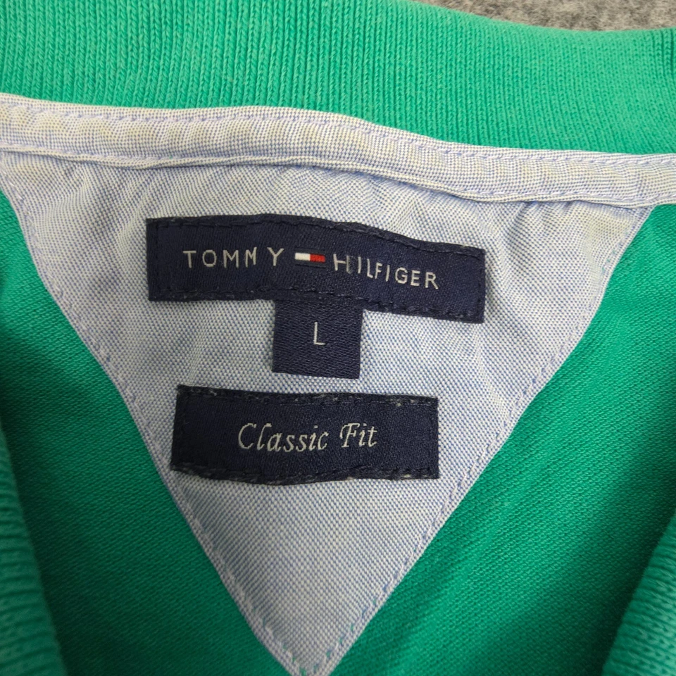 Tommy Hilfiger Camisa Mujer GRANDE Verde Manga Corta Polo Camiseta Clásica Talla L Foto 3 de 4