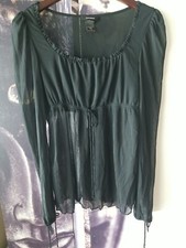 Express Shirt Women's Sheer Scoop Neck Long Sleeve Black Tunic Pullover M