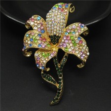 Hot Color Rhinestone Cute Bling Flower Crystal Fashion Women Charm Brooch Pin