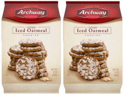 Archway Classics Crispy Iced Oatmeal Cookies 12 oz, (2 Bags) Homestyle