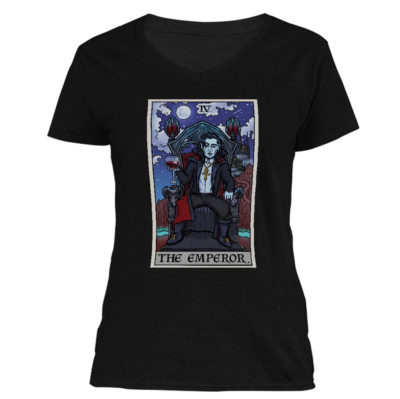 The Emperor Tarot Card Shirt Dracula V-Neck Goth Halloween Vampire Clothing