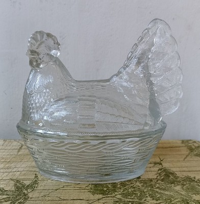 Retro Vintage Klarglas Henne Eierhalter Huhn Küche