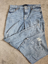 Women's Gap Slim Boyfriend Destructed Acid Rinse Stretch Blue Jeans Size 16