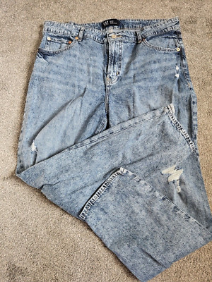 Women's Gap Slim Boyfriend Destructed Acid Rinse Stretch Blue Jeans Size 16