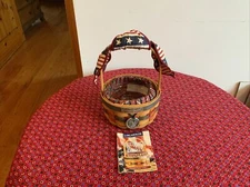 Longaberger 1996 Inaugural Basket Eagle Tie Flag Handle Tie & Liner, Protector