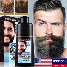 Mokeru Men Black Beard Hair Dye Color Shampoo Permanent Darkening Hair Coloring