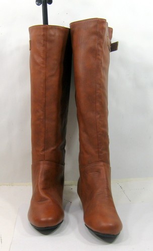 Tan 1.5"Wedge Round Toe knee Boot women Size 5.5 - Picture 2 of 5