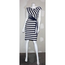 RALPH LAUREN Women's Blue & Ivory Striped Dress Size 2