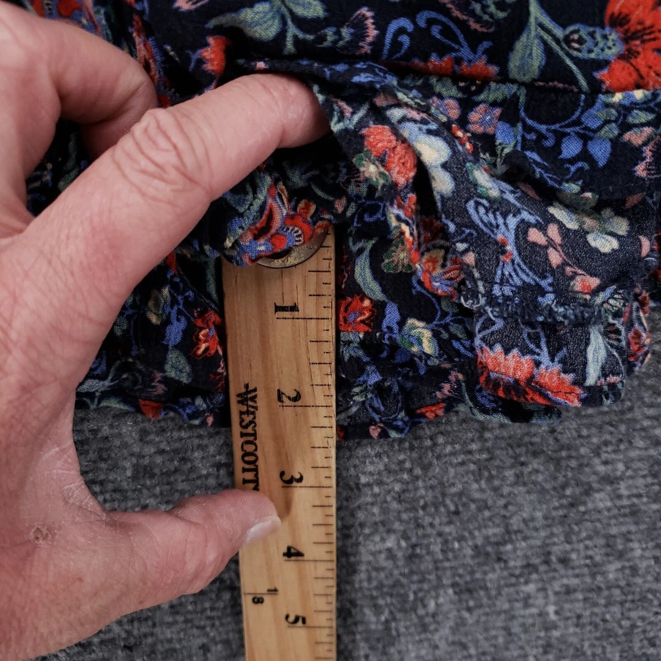 Mameluco American Eagle para mujer S pequeño azul floral cuello en V manga larga Foto 4 de 4