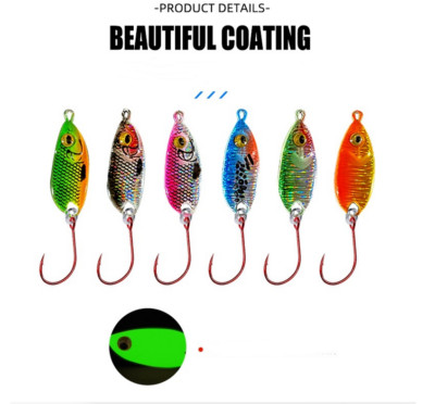best single hook trout lures 6pcs Mini Metal Fishing Lure Spoon Spinners Single Hook Trout Perch Chub  5.5g