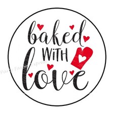 30 BAKED WITH LOVE ENVELOPE SEALS LABELS STICKERS PARTY FAVORS 1.5" ROUND