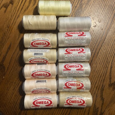 Hilo Omega #2 100% Nylon Thread 275 Meters 300 Yards LOT of 10 Crochet