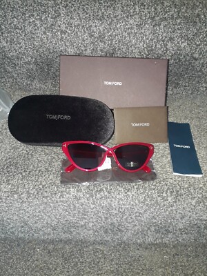 TOM FORD CHARLIE 02 TF740 75Y ROTES GESTELL MIT BRAUNVIOLETTEN GLÄSERN MIT ETUI