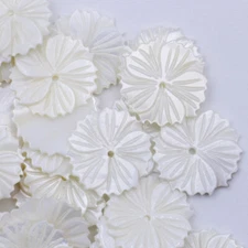 10PCS 18mm Natural White Mother of Pearl Carnation Flower Shell Loose Beads DIY