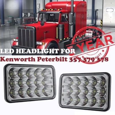 4pc 4x6/" Hi//Lo Beam LED Headlights H4656//4651 For Kenworth Peterbilt 357 379 378