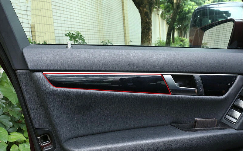 Decoración de panel de tira de puerta interior para Mercedes-Benz Clase C 2008-2014 madera de roble grano Foto 3 de 4