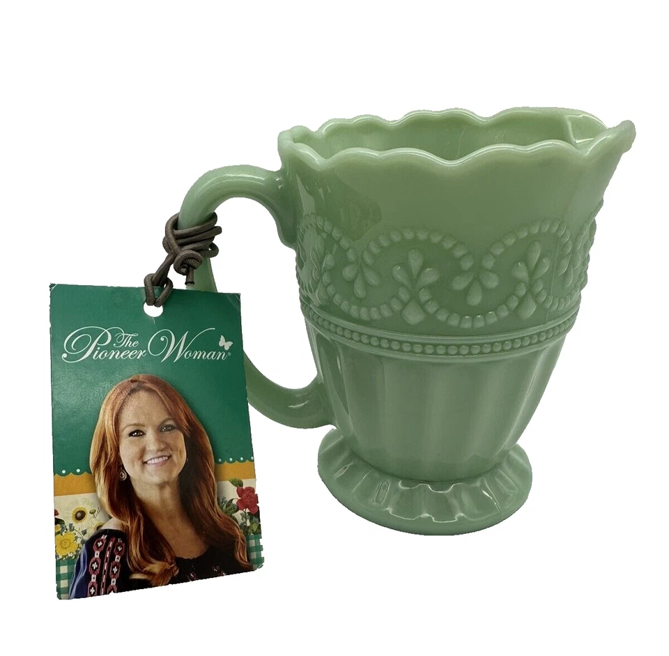 Set of 2 Pioneer Woman Timeless Jade Embossed Creamers Beautiful New With Tag - Image 2 of 4