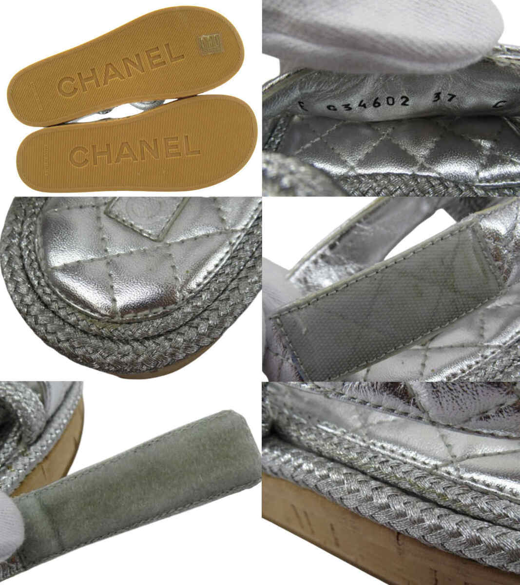 CHANEL EU 37 US 6 Size Quilted Lamb Skin Rope Ladies Sandals CHANEL EU 37 US 6 Size Quilted Lamb Skin Rope Ladies Sandals