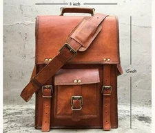 Vintage Brown Messenger Bag Shoulder Laptop Bag Briefcase Men gift Goat Leather