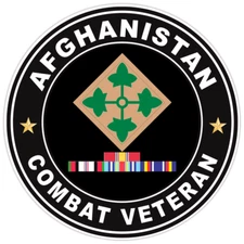 Afghanistan Combat Veteran Bumper Sticker Military Vinyl Soldier Decal 5"