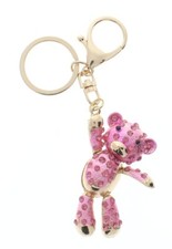Rhinestone Bling Pink Dangling Teddy Bear Key Chain Fob Phone