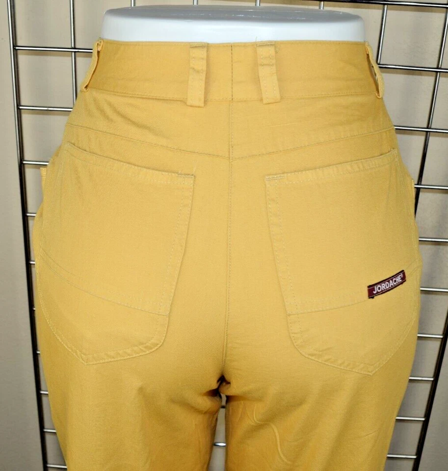 Vintage Jordache Pants Size S/M 80s Mustard Yellow Ultra High Waist Pleated Soft - Image 4 of 4