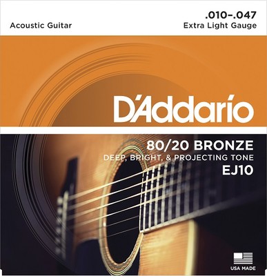 3 x D'Addario EJ10 Acous 80/20 Bronze Gitarrensaiten XL.3 separate Packungen