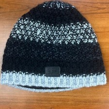 Screamer Black Gray Knit Beanie Hat Fleece Inner Headband Fair Trade Labor